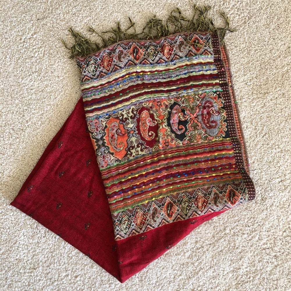 Red patterned scarf